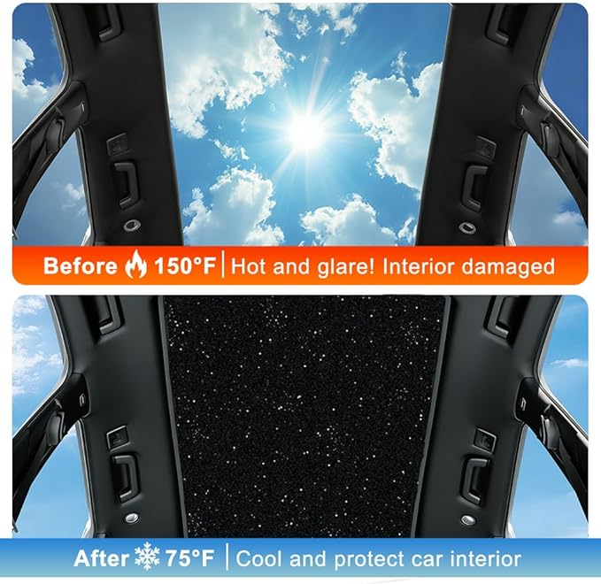 Car Sunroof Compatible with Volvo C40(Not for XC40) 2021-2023, Foldable Glass Roof Sunshade with Storage Bag, Sunshade Roof Heat Insulation Sun Protection Interior