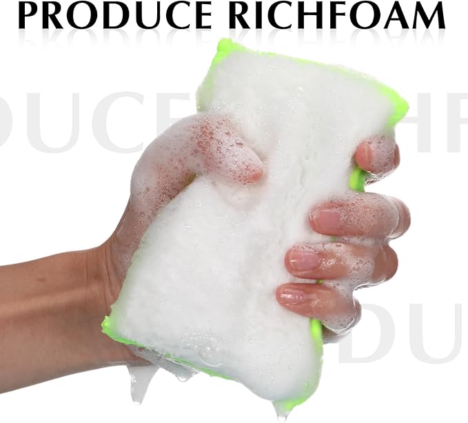 Mudder 8 Pcs Car Interior Scrubbing Sponge 5'' x 3'' Fiber Car Wax Applicator pad Household Cleaning Sponges for Leather Seat Couch Cleaning (Green White)