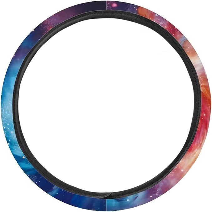 AFPANQZ Galaxy Novelty Red & Blue Auto Steering Wheel Covers Sweat Absorption Comfort Grip Anti-Slip Safety Stretch-on Easy Fix Machine Washable Steering Wheel Protection Cool 4-15 in