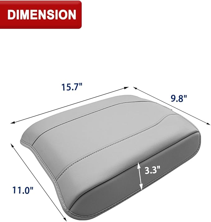 Center Console Armrest Cover for Honda Pilot 2023-2026, Passport 2024-2026, Ridgeline 2024 2025, Durable Middle Console Lid Covering, PU Leather Trim, Anti-Scratch, Grey