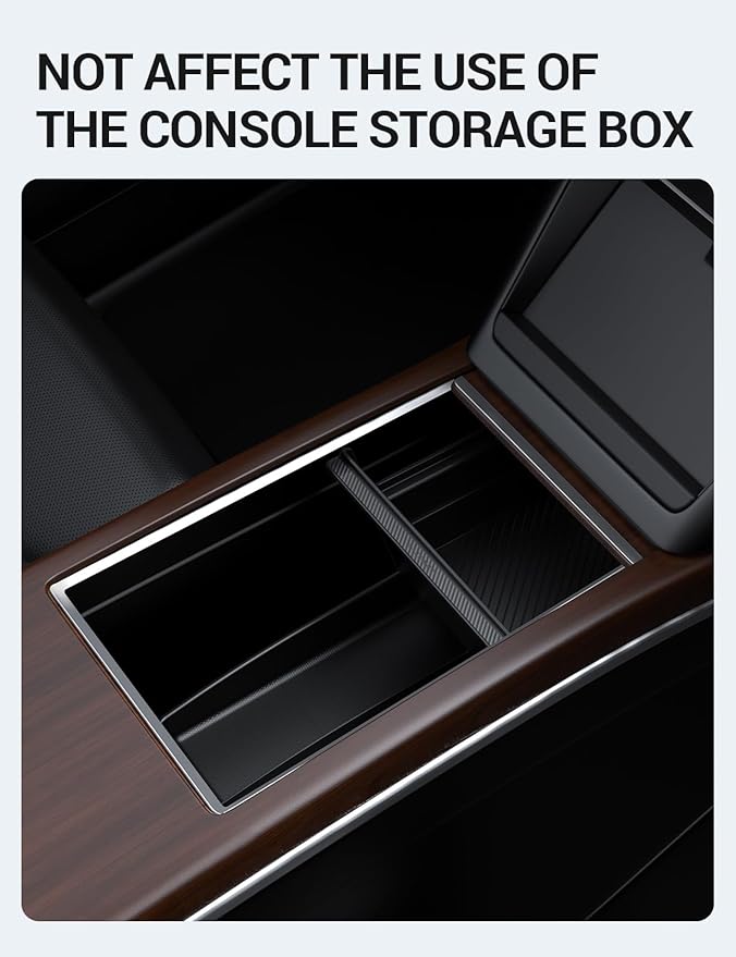 BASENOR 2022-2026 Tesla Model S Model X Lower Center Console Organizer Tray, Insert Compartment Under Cupholder Interior Accessories Storage, Fit Model S/Model X Refresh Plaid Long Range