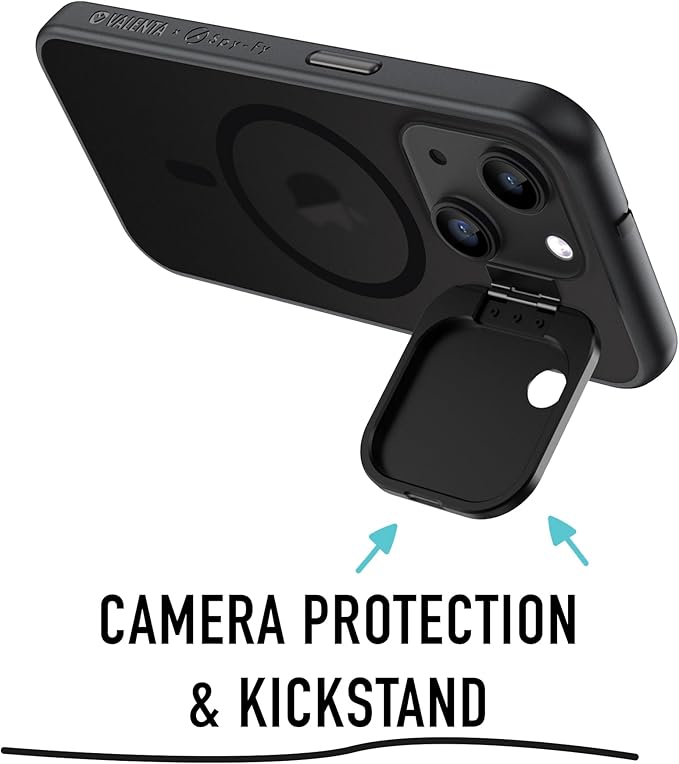 Spy-Fy iPhone 15 Plus Privacy Case with Camera Covers Front and Rear | Smokey | Magsafe Compatible and Kickstand | Protect Your iPhone | 6-Foot Drop Proof | 6,7 Inch | Camera Protection by Valenta