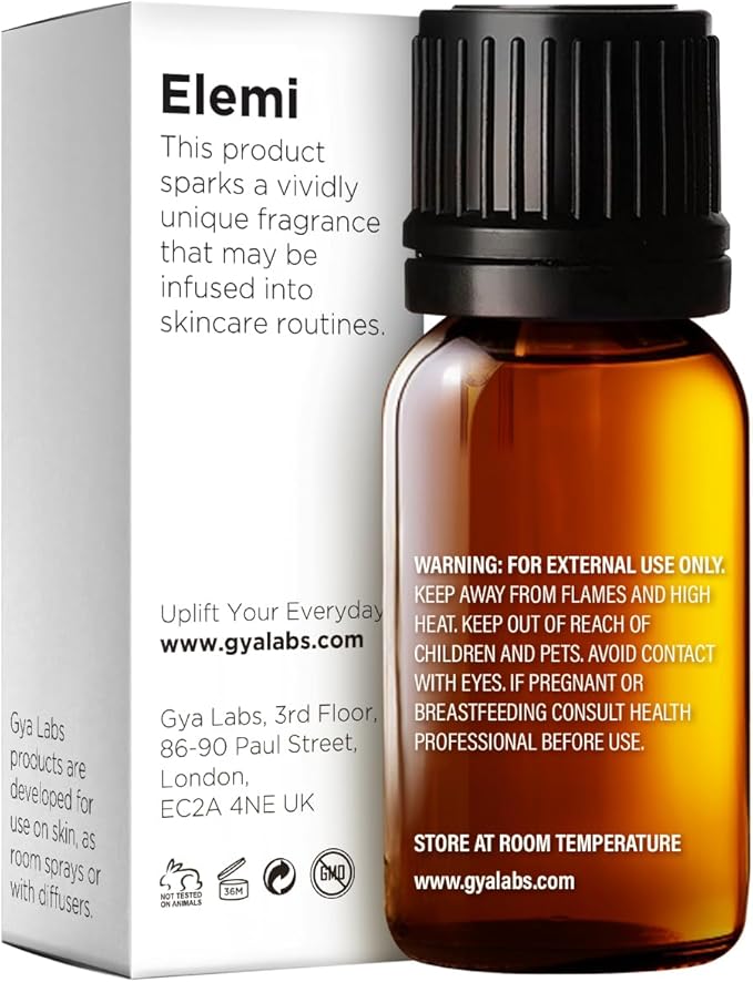 100% Pure Elemi Essential Oil - 0.34 Fl Oz - Elemi Oil for Hair, Skin, Diffuser, Aromatherapy & DIY Candle Making Scent