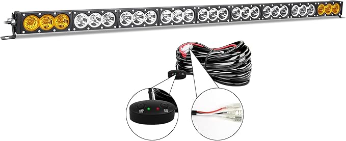 Willpower 49 inch LED Light Bar Single Row White Amber Dual Color 270W Off Road Light Bar Spot Flood Combo LED Work Light Truck UTV 4x4 Cars SUVs ATVs Boats Fog Driving Light with Wiring Harness kit