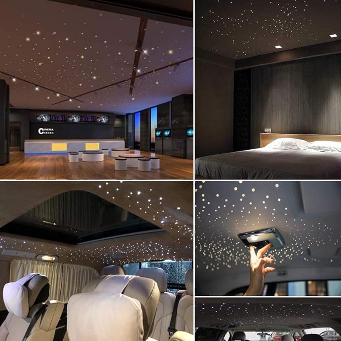AKEPO 16W Fiber Optic Starlights Headliner Kit, 450pcs 0.75mm 9.8ft/3m Optical Fiber Strands APP/Remote Control Music Activated Car/Truck/Home Use Starlight kit
