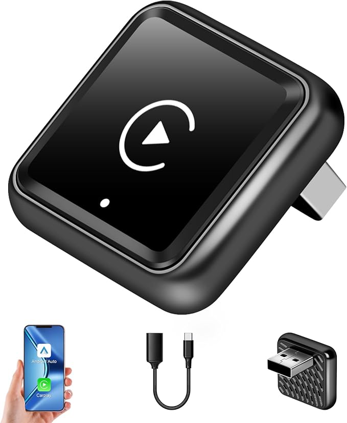 Wireless CarPlay Adapter for iPhone & Android, 2 in 1 CarPlay Wireless Adapter & Android Auto Wireless Adapter, USB C Wireless CarPlay Adapter, Plug & Play for Factory Wired CarPlay Cars