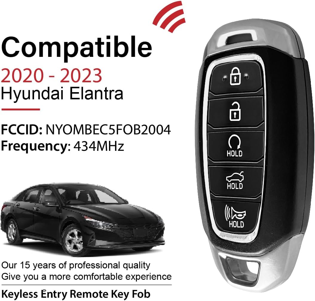 Replacement for 2020 2021 2022 2023 Hyundai Elantra Key Fob Remote Control NYOMBEC5FOB2004 5 Buttons 6A 434MHz