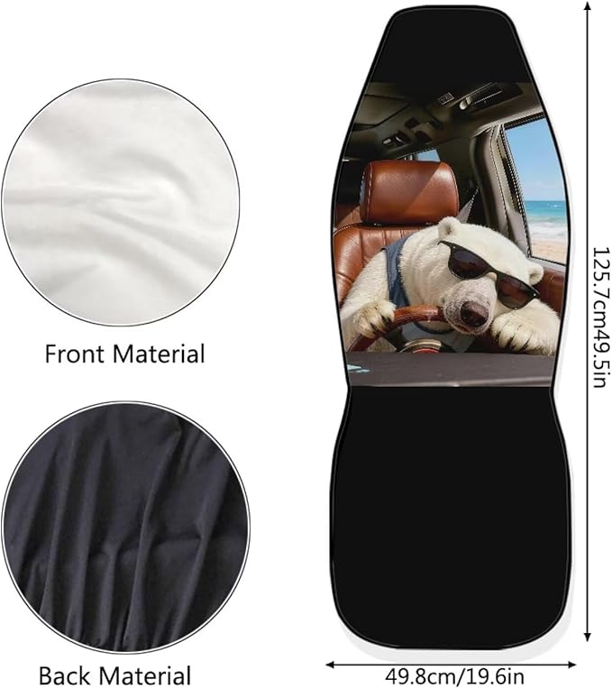 Funny Car Seat Covers 2 Pcs Automobile Front Seat Covers Polar Bear Breathable Protection Interior Accessories Anti-Slip Back Fabric Compatible with Most Cars,SUV,Sedan