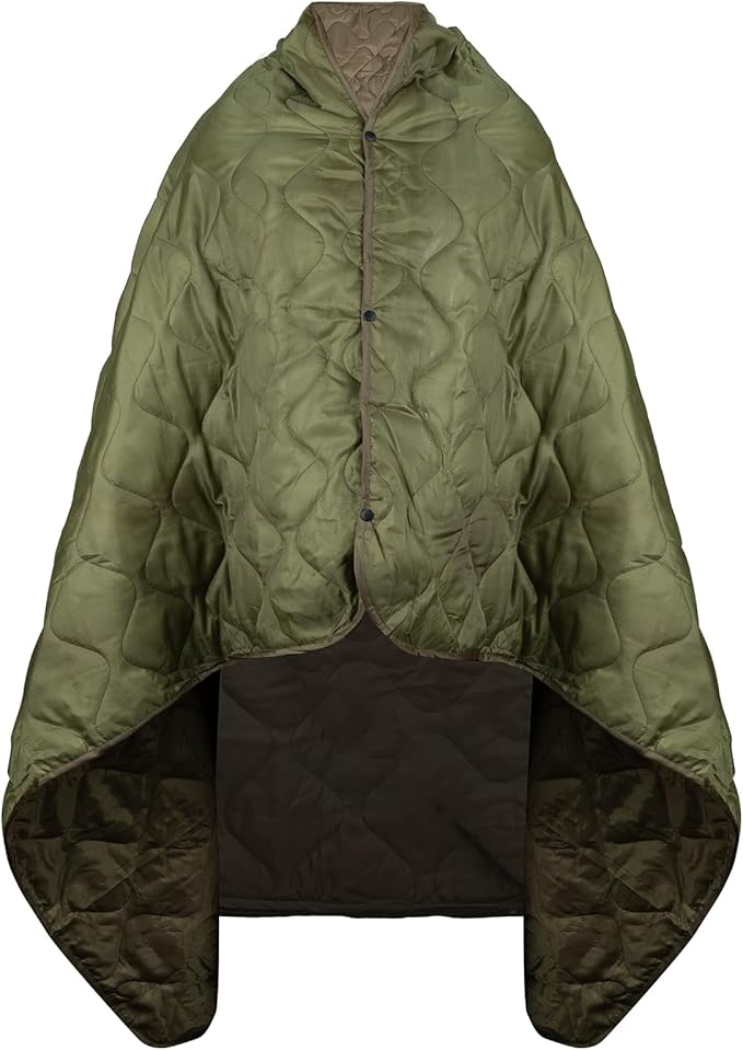 Military Poncho Liner 55”x 79” Camping Blanket Compact Waterproof for Travel Stadium Outdoor Camping