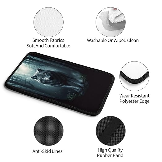 Tree Wolf Car Auto Armrest Cushion Cover Accessories Center Console Seat Box Pad Protector Universal Decoration for Most Vehicle SUV Truck