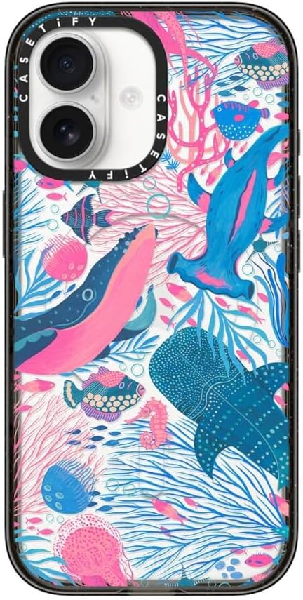 CASETiFY Impact iPhone 17 Case [Slim/Compatible with Magsafe / 8.2 ft. 4X Military Grade Drop Protection] - Under The Sea - Clear Black