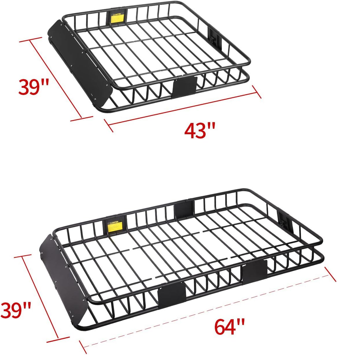 Leader Accessories Roof Rack Cargo Basket Set, Roof Cargo Basket 64'' with Cargo Net 3' x 4' Stretches to 6'x 8' Bungee Net