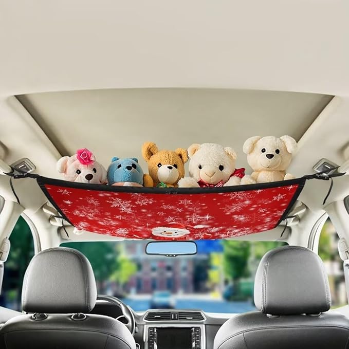 Car Storage Bag Organizer Snowman Snowflake Print Car Organizer for Car Seat Multi-Purpose Car Bag Storage Box Organizer Pouch Pocket Storage for Small Items