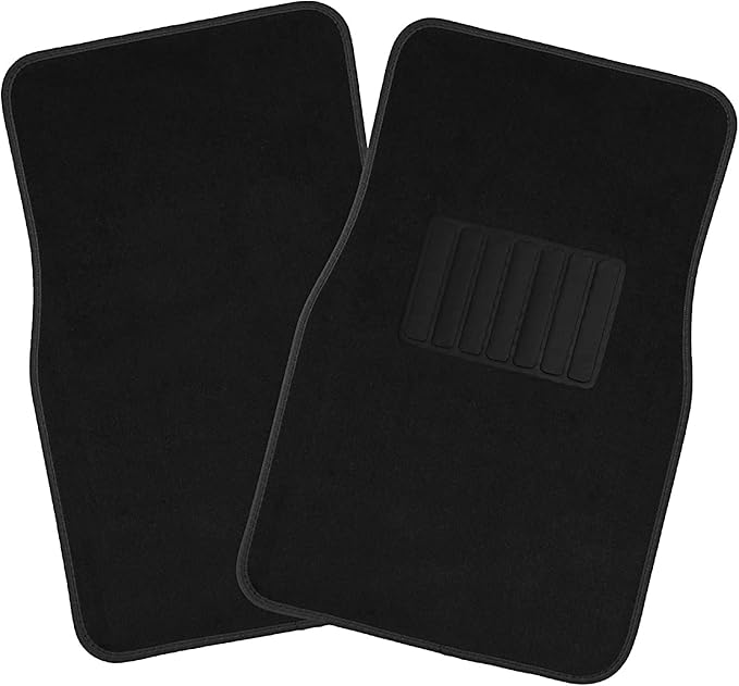 OxGord Luxe Carpet-Floor-Mats Set for Car - Rubber-Lined All-Weather Heavy-Duty Protection for All Vehicles - 4 Piece, Black