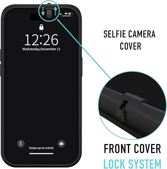 Spy-Fy iPhone 15 Plus Privacy Case with Camera Covers Front and Rear | Smokey | Magsafe Compatible and Kickstand | Protect Your iPhone | 6-Foot Drop Proof | 6,7 Inch | Camera Protection by Valenta
