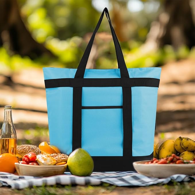 mosago Commercial Insulated Food Delivery Bag 39L, Heavy Duty Thermal Catering Tote with Zipper, Leakproof Hot & Cold Transport Bag for Restaurant & Professional Drivers, Blue