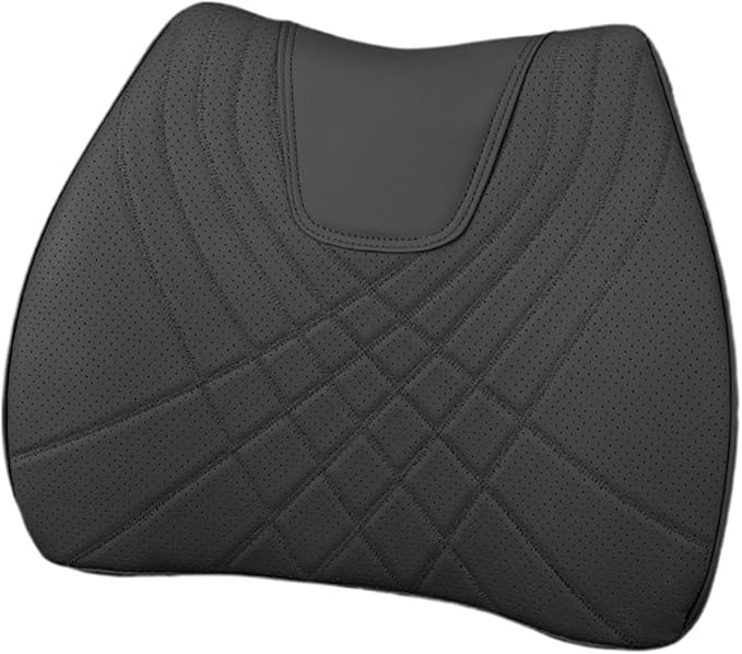 Car Pillow Car Headrest Pillow Set Sewing Leather Lumbar Waist Support Memory Foam Fit for Seat Neck Protctive Cushion Accessories Car Neck Pillow(D)