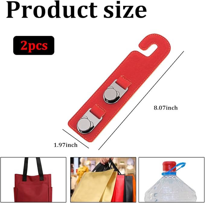HZEL 2PCS Car Seat Headrest Hooks, Dual Hook Suede Vehicle Backseat Storage Holder for Purse Handbag Coat, Multifunctional Auto Seat Back Grocery Hanger Organizer, Universal for Vehicles (Red)