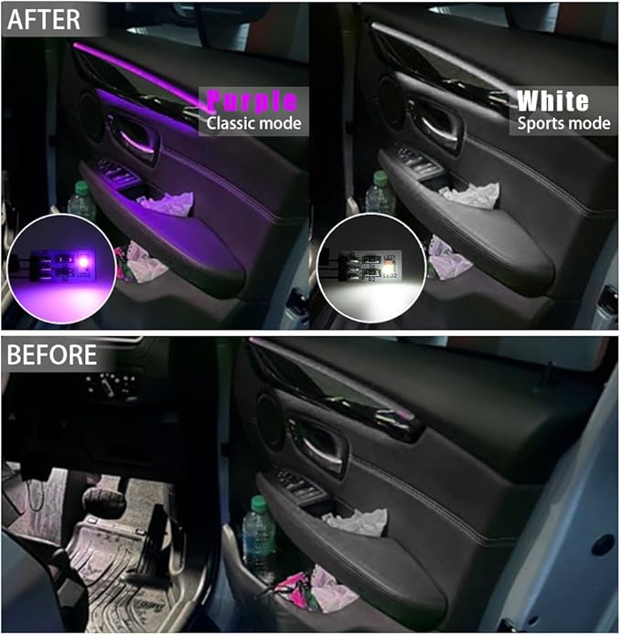 NJSBYL 10PCS Door Pocket Penal Ambient Circuit Board for B-MW X1 2016-2022, Gran Turismo 2020-2017, 7 Series F01/LWB F02 LCI 2012-2015 Interior Door Panel Light Purple-White Courtesy Light Kit