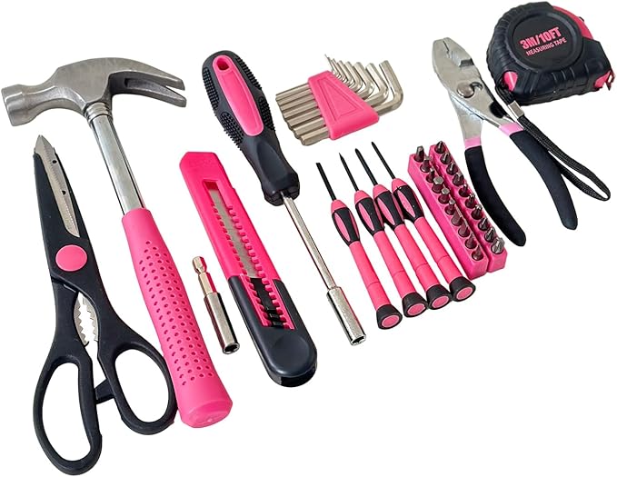 Hantinstom 39-Piece Household Tools Kit Essential Home Repair Set with Plastic Toolbox Ideal for College Students, Home Use & More