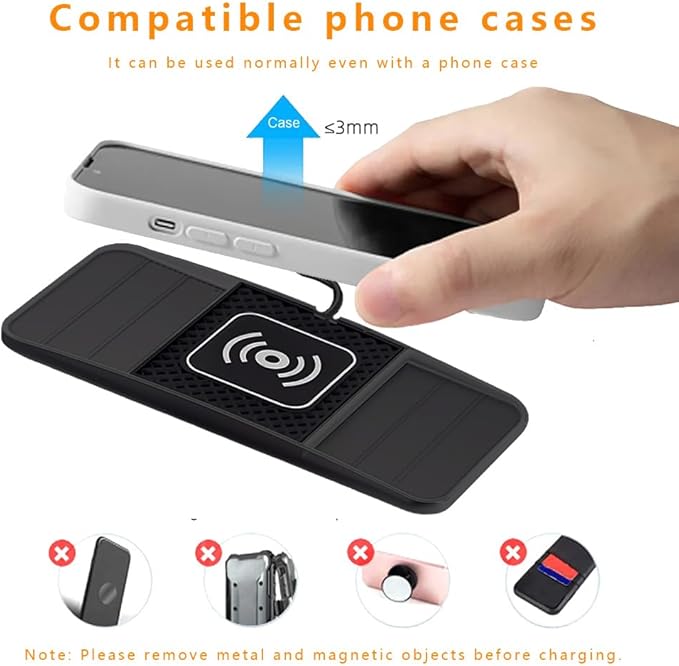 Wireless Charging Pad for Car for Kia Forte 2010-2024, DIY Trim-to-Fit Slim Non Slip Fast Charger Car Wireless Charging Pad 30CM Cable,B 30cm USB Plug Cable
