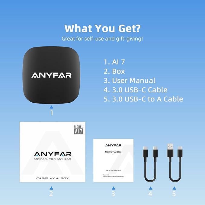 4-in-1 Wireless CarPlay Android Auto Adapter Magic AI Box Built-in Play Store Video Apps, Supports TF Card & USB Drive, USB/Type-C, Fits for Built-in Wired CarPlay Car