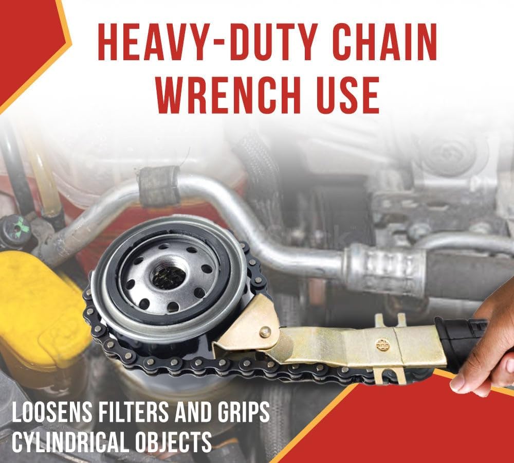 Mytee Products 4 Pack 15" Heavy-Duty Oil Filter Chain Wrench for 4" Diameter Filters – Rivet Locking Mechanism & Ideal for Chain Oil Filter Remover & General Maintenance Tasks