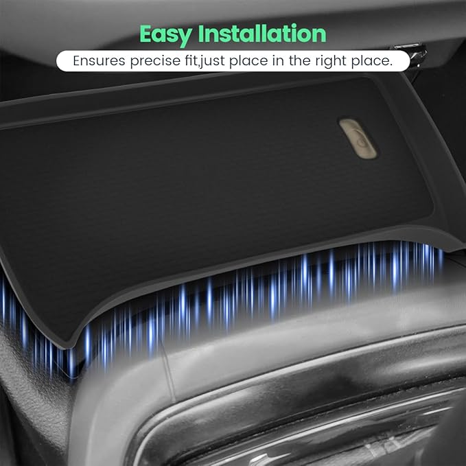 Center Console Wireless Charging Mat Compatible with Subaru Crosstrek 2025/Impreza 2024 2025, Anti-Slip Waterproof Silicone Protective Pad Interior Accessories Black