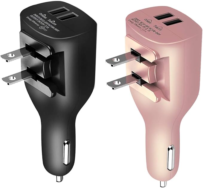 USB Car Charger,NDLBS 2-in-1 Portable Dual USB Car and Wall Charger with Foldable Plug Home for iPhone X XR XS MAX 7 8 Plus,iPad Pro Air Mini,Galaxy Note9 S9 S8 Plus,LG Google