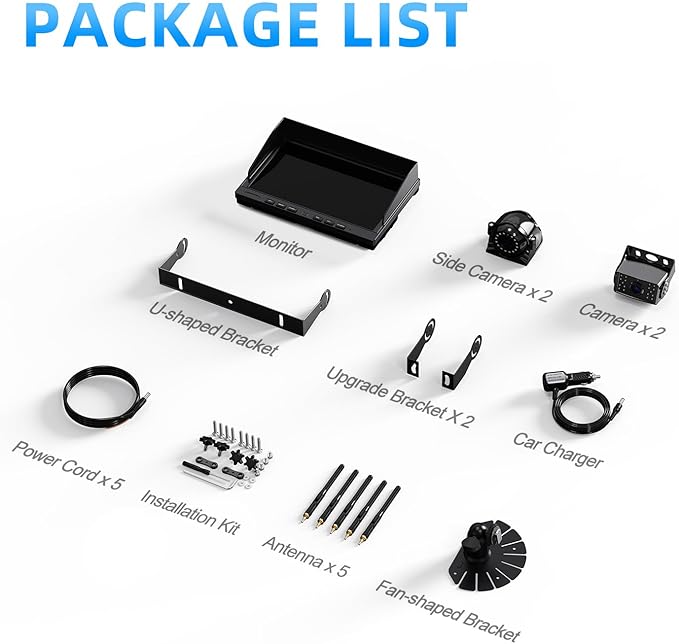 eRapta 4 Wireless Backup Camera System with HD 2K 10-Inch Loop Recording Monitor, Quad Channels Full-Field Cameras IR Night Vision for Trailer/RV/Truck/Camper/Bus-AW104SL