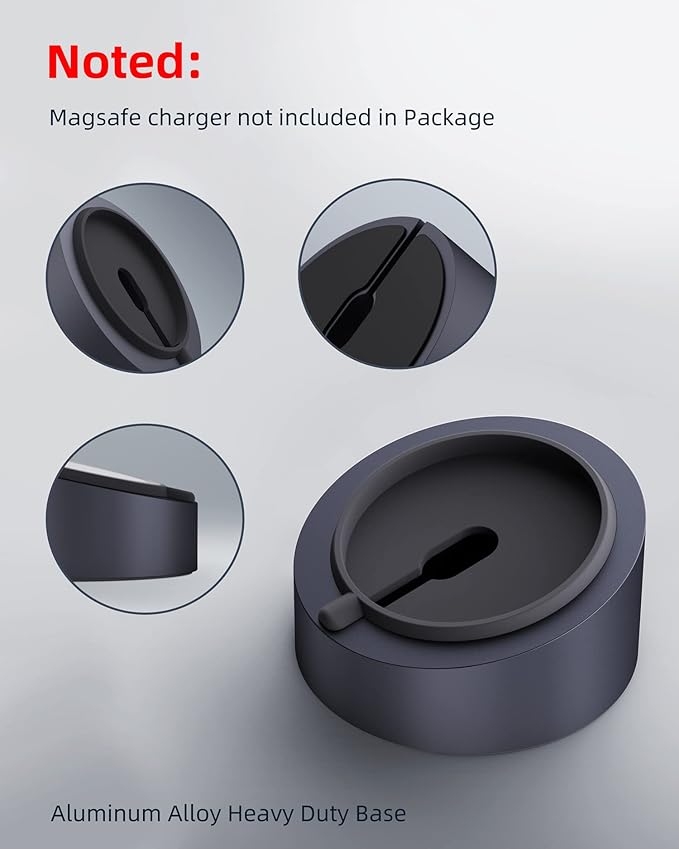 Stouchi Mag- Safe Charger Stand for 25W/15W MagSafe Charger Heavy-Duty Premium Metal Holder Base Desktop Tablet Mount for iPhone 17/16 Pro /16/15 Pro/15/14/13/12 -Grey