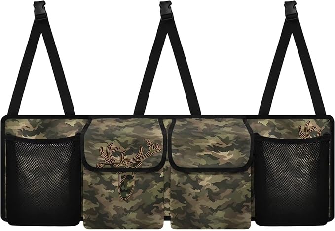 Camo Deer Car Trunk Organizer and Storage,Large Capacity Backseat Hanging Storage with 4 Storage Bag, Backseat Car Organizer Universal for Cars, Truck, vans