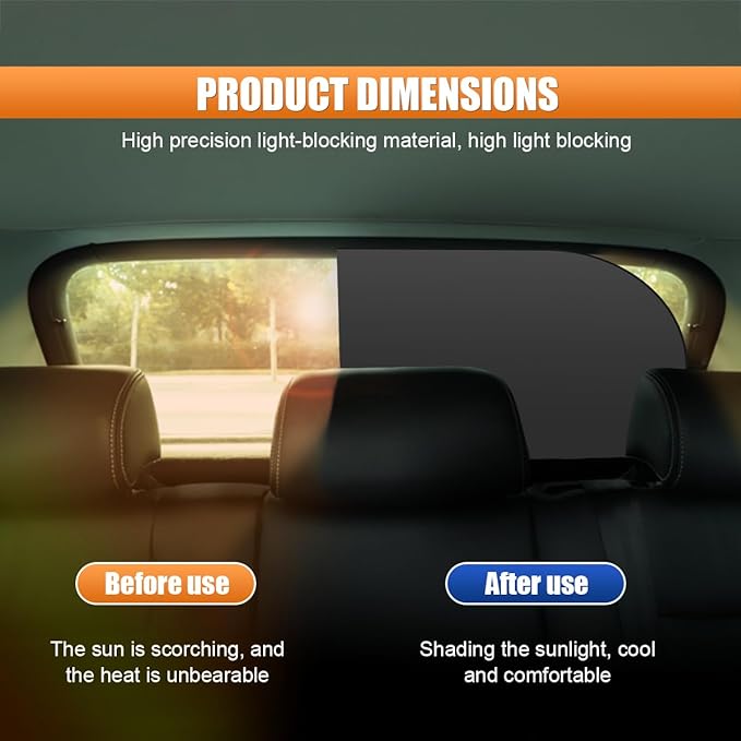 Car Rear Window Sunshade for Baby, Glare & UV Protection Rear Windows Sun Shade Covers with Suction Cups, Universal Auto Sun Blocker Cooling Accessories for Vehicles Privacy Protection (9972)