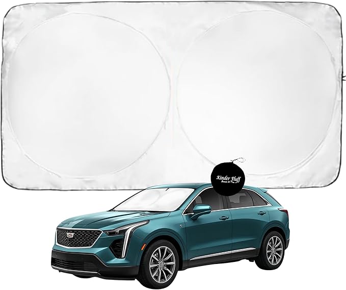 Windshield Sun Shade -Certified 99.87% UVB & 99.02% UVA Car Sun Shade. Award Winning Sunshade - Patented Technology | Compatible for Cadillac Lyriq (2023-2026) | Car Shades by Kinder Fluff