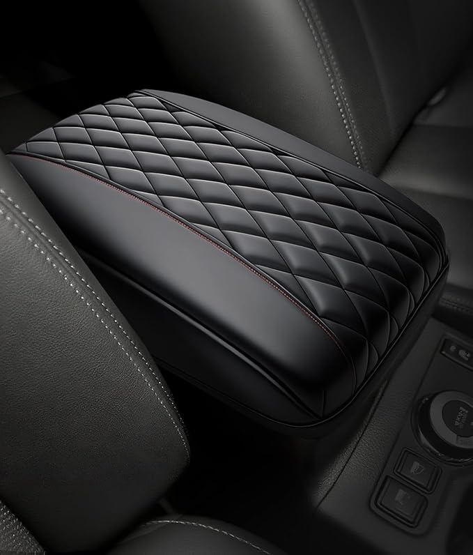 Center Console Cover for 2019-2025 2026 Dodge Ram 1500/2500/3500 Accessories, Leather Middle Armrest Console Cover Elbow Arm Rest Cushion for Car Anti-Scratch(Bucket Seat Console Only)