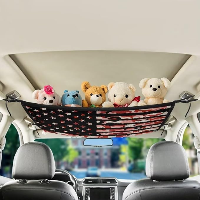 Car Roof Storage Bag Red Camouflage Flag Car Storage Bag Organizer Premium Car Seat Organizer Can Hold Mobile Phone, Wallet, Glasses