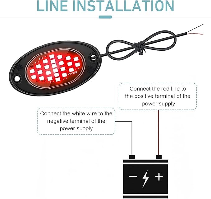 4 PCS LED Rock Lights Kits, Super Bright Ambient Underglow Lights, Waterproof LED Rock Light Kit, Universal Undercar Light for Pickup Off Road RZR SUV ATV UTV Car (Red)