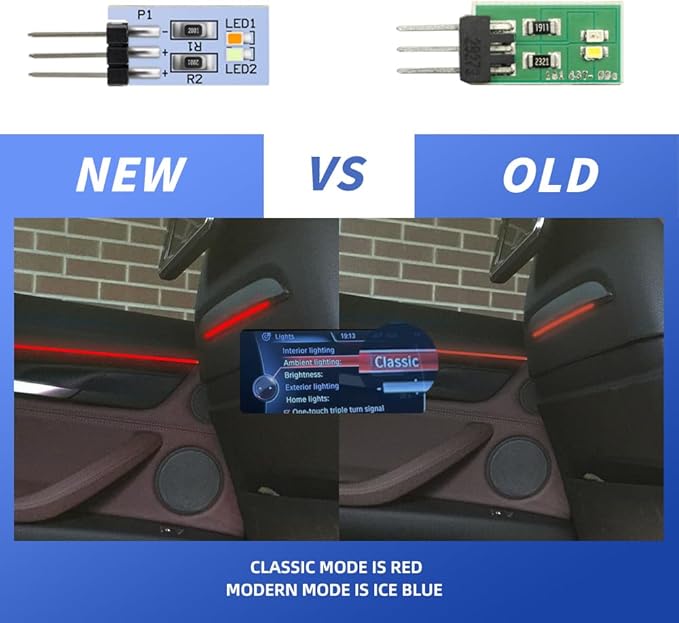 NJSBYL LED Ambient Lighting Circuit Board Replacement for B-MW X5 X6 X7 Series 2 3 4 5 7 M2 M3 M4 Pre-LCI LCI Blue-Red Courtesy Rear Pillar Front Seatback Atmosphere Module