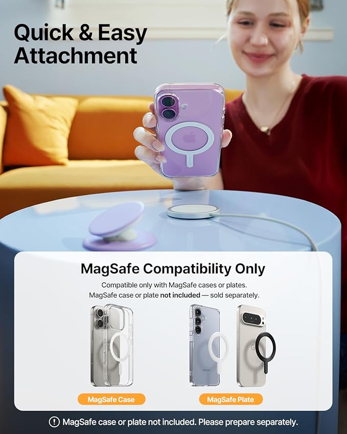 Sinjimoru for MagSafe Phone Grip, Soft Silicone Magnetic Finger Grip for iPhone 17/16/15/14/13, Comfortable One-Touch Holding, M-Tap Tok Blue