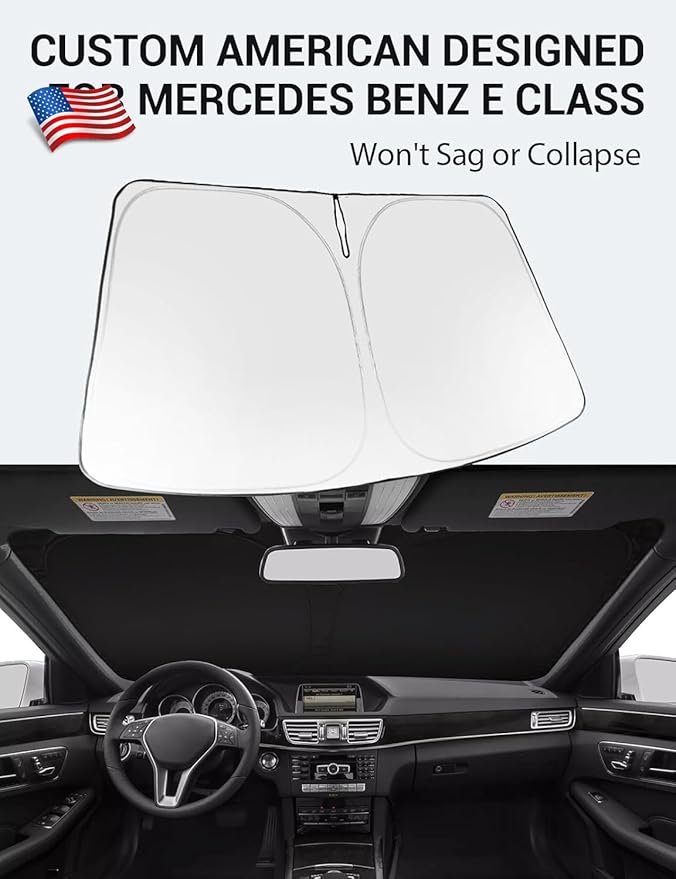 Proadsy 2026 Upgrade Windshield Sun Shade Custom Fit 2010-2016 E Class Foldable Front Sunshade Protector Sun Visor Blocks UV Rays Keep Car Cooler