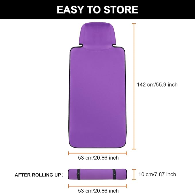 INFANZIA Premium Waterproof Seat Cover Towel Protector Neoprene Universal Fit, Upgraded 100% Washable & Removable Non-Slip Sweat Carseat Towel Covers, Perfect for Gym/Yoga/Workout（Purple,1PCS