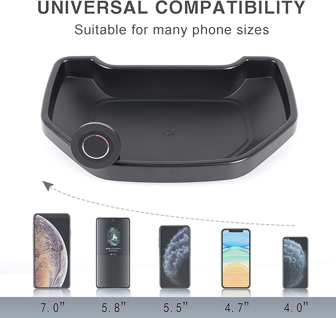 LLKUANG Black ABS Car Center Console Dash Table Storage Tray Fit for Toyota Tundra 2014-2021 Instrument Organizer Phone Holder Cradle Accessories (with Mobile Phone Holder(C))