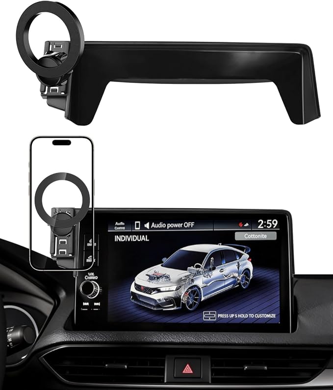 PZK Car Phone Holder for Honda Civic 2022-2026/Acura Integra 2023-2025 LX/EX/EX-L/Sport/Sport Hybrid/Touring/Si/Type R for 7/9-Inch Screen Compatible with MagSafe Phone Mount with Storage Box