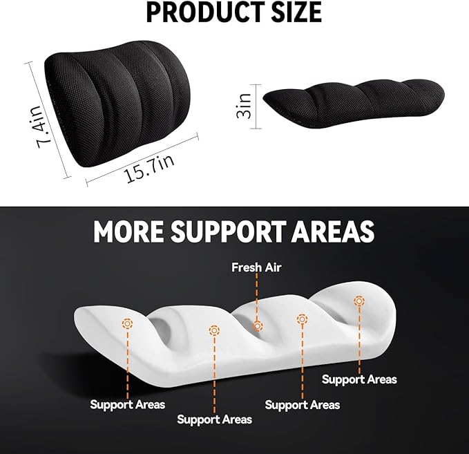Lumbar Support Pillow for Office Chair and Car Seat,Back Support for Office Chair Cushion,Adjustable Straps Securely Fixed Car Lumbar Support Pillow (Beige, for Office Chiar)