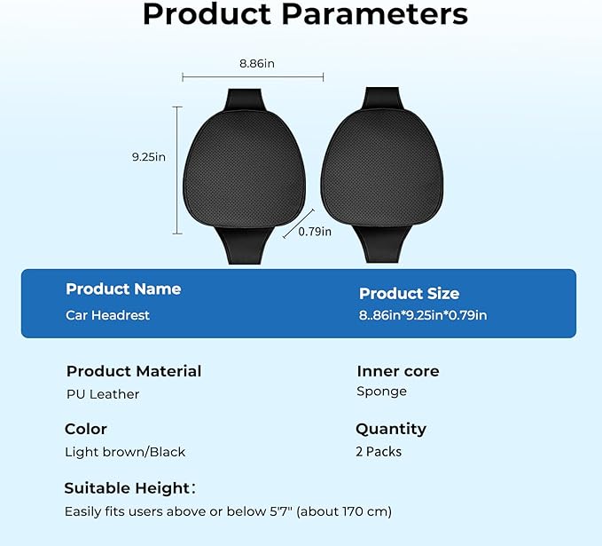 2 Packs Car Headrest Pillow for Volvo XC90 XC60 XC40 S60 S90 EX30 EX90 V60 V90 Interior Accessories, Soft & Breathable Head Support Cushion Car Front Seat Neck Pillow (Black)