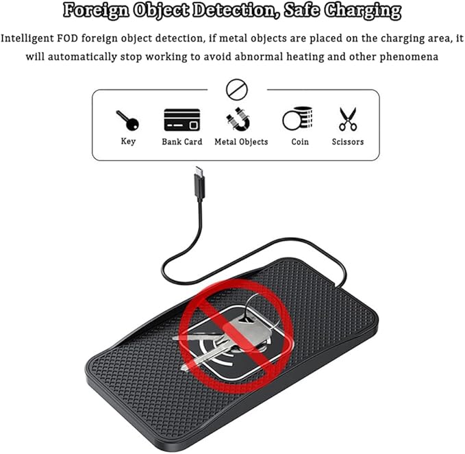 Wireless Car Charger Pad for Chevrolet Suburban 2000-2026, Type-C/USB 20W Car Wireless Charger Non-Slip Phone Charging Pad Car Accessories,A 30cm Cable Type-C Plug