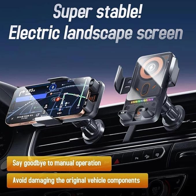 2026 New Cool Car Wireless Fast Charging Holder,15W Auto-Clamping Wireless Car Charger Mount with 90° Rotating, Universal Air Vent Phone Holder for All Smartphones
