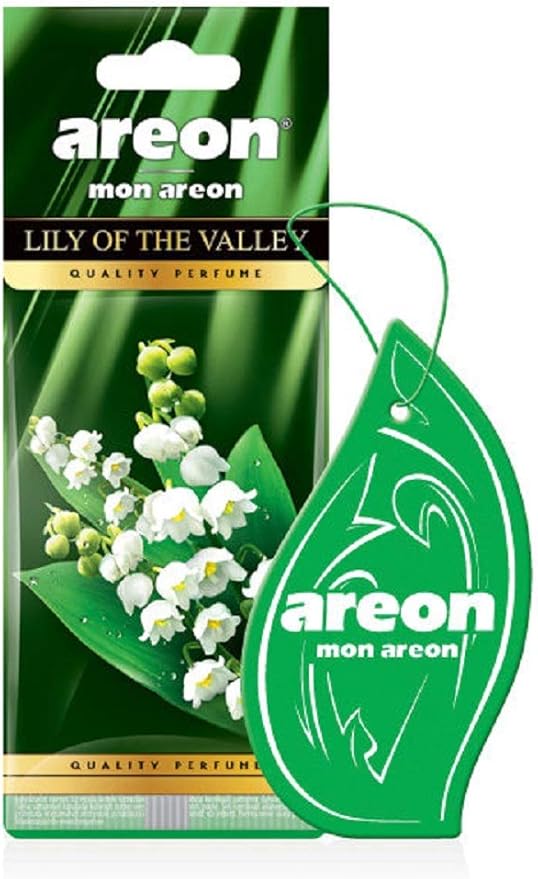AREON MA33 Hanging Best Car Air Freshener Lily of the Valley Scent, Paper Hanging Ornaments, Long Lasting Scent for Car or Home 12 Pack