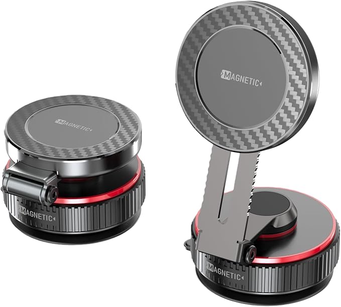 2026 Upgraded Vacuum Magnetic Mobile Phone Holder Cars for Magsafe Car Mount, Exclusive Metal Adjustable Telescopic Rod,Suction Cup Mobile Phone Holder for iPhone17 Pro Max 16 15 14 13 12 & Samsun
