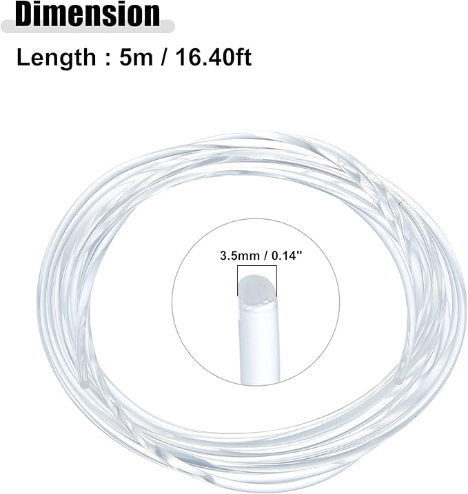 ACROPIX 3.5mm 0.14" 5m 16.40ft Universal Glow Optic Fiber Cable Car Light Decoration Clear - Pack of 1